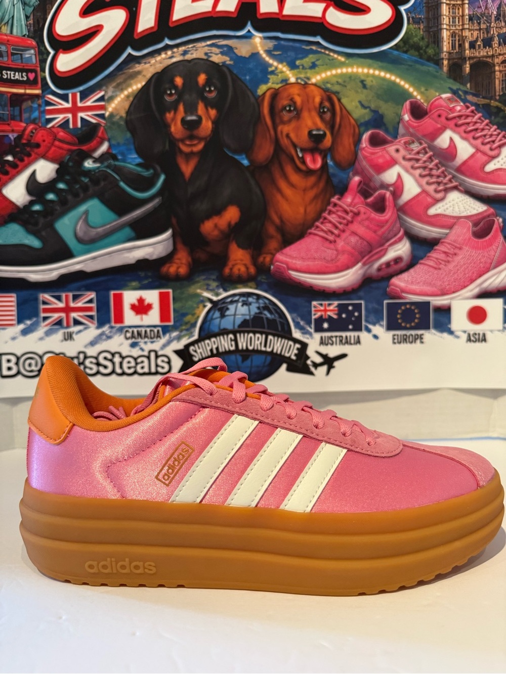 adidas Kids Pink and Orange Platform Sneakers 6.5W/5Y - Picture 4 of 10